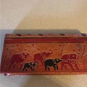 Hand Crafted Red and Black Elephant Leather Wallet